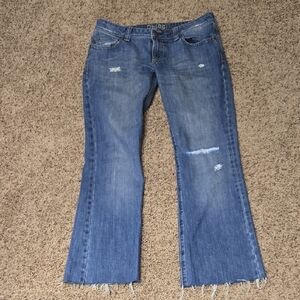 DL1961 Blue Flare Wide Leg Jeans Distressed Casual